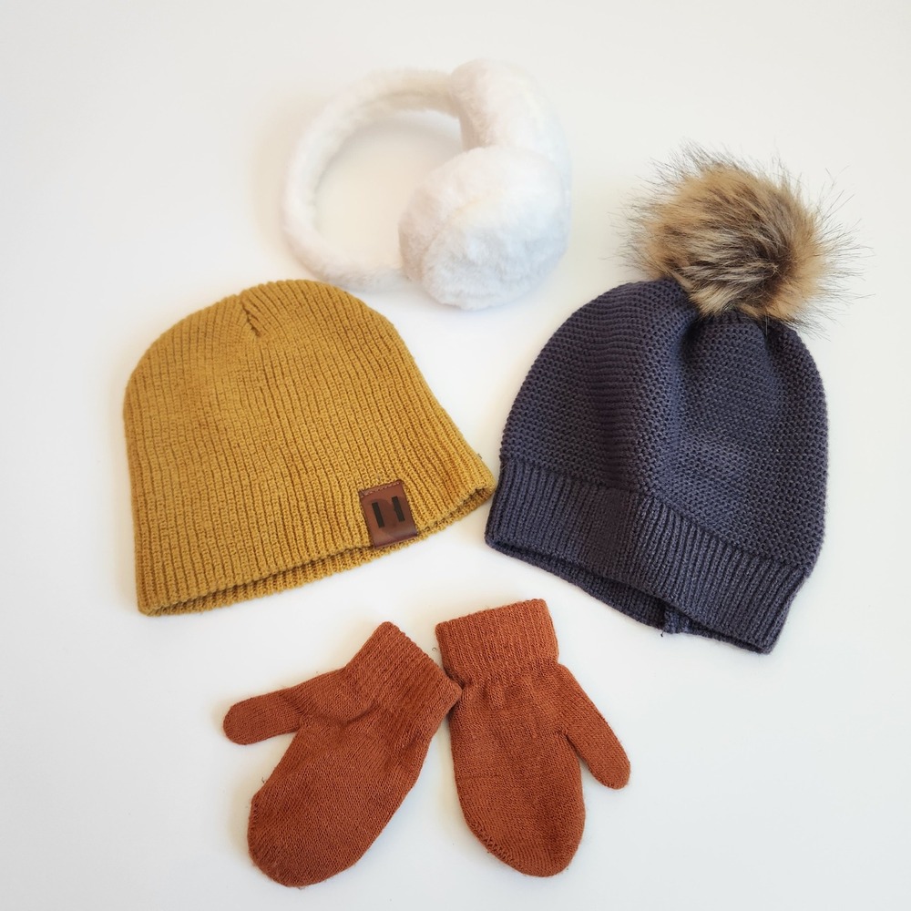 Kids Winter‎ Hat Mittens Earmuffs Bundle